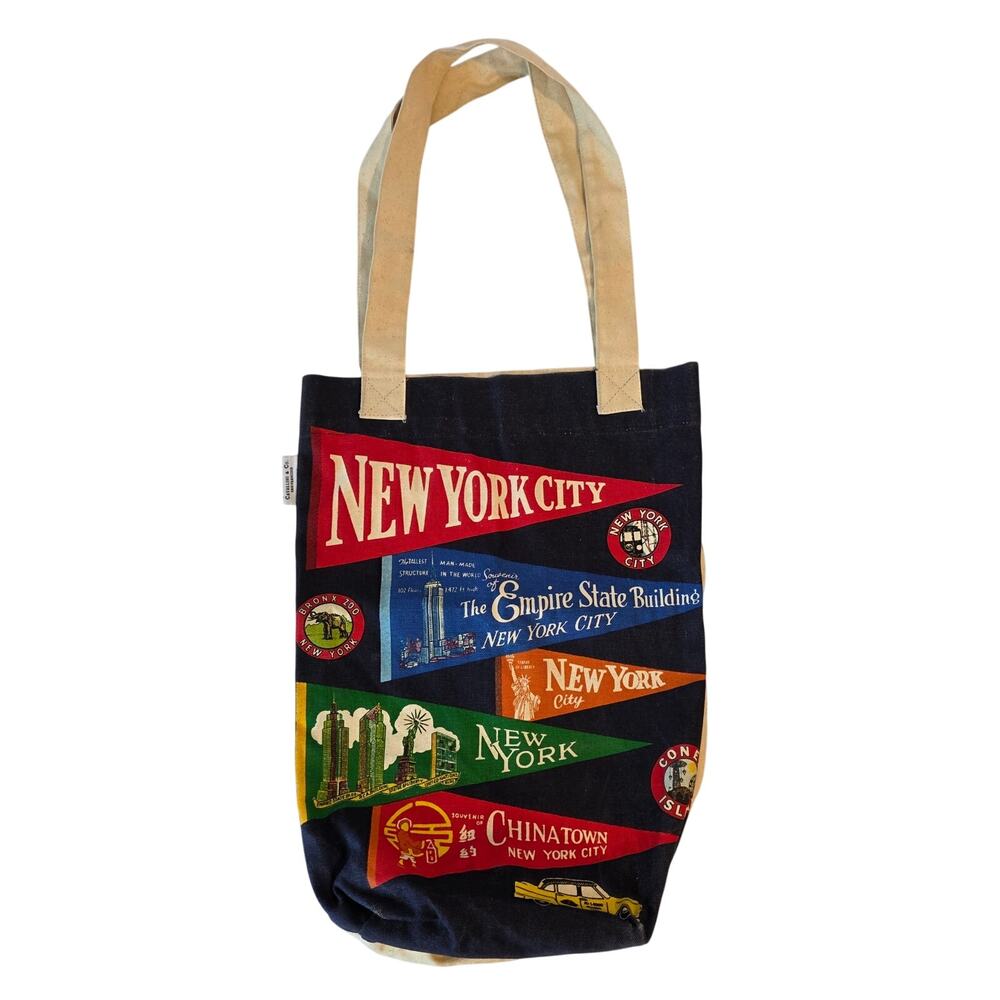 Cavallini & Co New York City Vintage Pennant Canvas Tote Bag Graphic Travel
